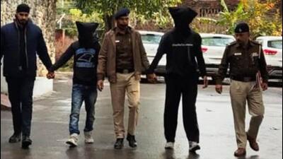 The accused in the custody of Chandigarh Police on Saturday. (HT Photo)