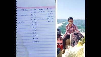 Personal diary entries of tagged geese sightings by boatman Vijay Kumar at Pong Dam.