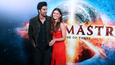 Ranbir Kapoor and Alia Bhatt at the unveiling of the motion poster of their upcoming movie Brahmastra in New Delhi. (Gagan Pawar) Ranbir Kapoor and Alia Bhatt at the unveiling of the motion poster of their upcoming movie Brahmastra in New Delhi. (Gagan Pawar)