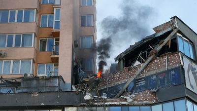 A view shows an apartment building damaged by recent shelling in Kyiv, Ukraine. (REUTERS)