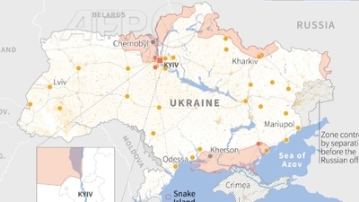 Map of Ukraine locating areas where explosions, strikes and fighting have been reported as of Feb 26, 0800 GMT. (Source: AFP) Map of Ukraine locating areas where explosions, strikes and fighting have been reported as of Feb 26, 0800 GMT. (Source: AFP)