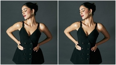 Ananya played muse to the designer house Dolce&amp;Gabbana and picked a black formal co-ord set for the fashion photoshoot. (Instagram/@ananyapanday)