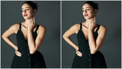 In contrasting golden ear studs and rings, Ananya looked like a million bucks in the attire. (Instagram/@ananyapanday)
