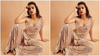 Keerthy played muse to fashion designer Manish Malhotra and picked the sequined attire for the pictures. (Instagram/@keerthysureshofficial)