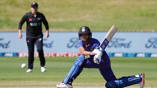  India's Harmanpreet Kaur plays a shot during the 5th ODI match between New Zealand Women and India Women, at John Davies Oval in Queenstown on Thursday. (ANI) India's Harmanpreet Kaur plays a shot during the 5th ODI match between New Zealand Women and India Women, at John Davies Oval in Queenstown on Thursday. (ANI)