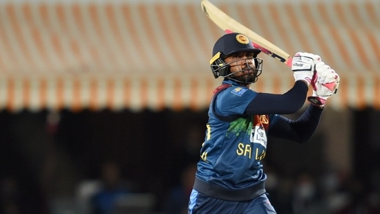Dharamshala: Sri Lanka's Pathum Nissanka plays a shot during the 2nd T20I cricket match between India and Sri Lanka at HPCA Cricket Stadium, in Dharamshala, Saturday, Feb. 26, 2022. (PTI Photo/Vijay Verma) (PTI02_26_2022_000257A)(PTI)