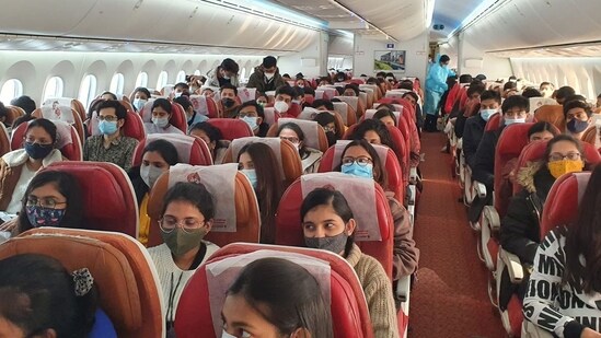 Air India flight from Romania carrying Indian evacuees from Ukraine.(Twitter/@DrSJaishankar)