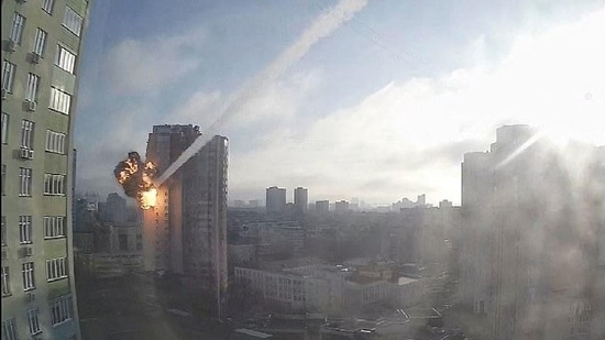 Russian missiles attack an apartment building in Ukraine.