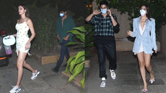 Ananya Panday, Ishaan Khatter, Sidharth Malhotra and Kiara Advani at Shahid Kapoor's residence. (Varinder Chawla)