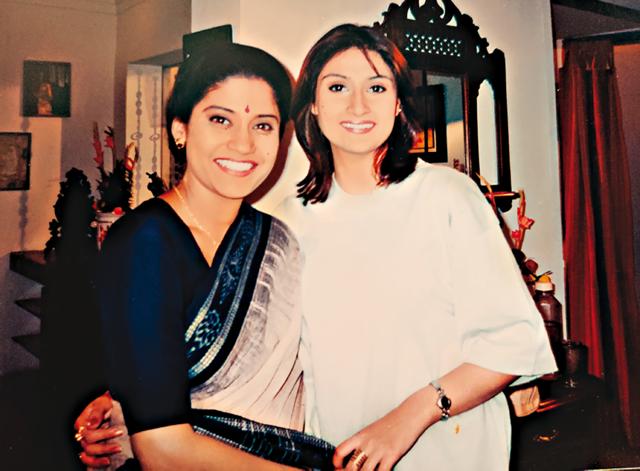 Urvashi with Renuka Shahane on the sets of a show called Tejaswini, in which she played Renuka’s younger sister Urvashi with Renuka Shahane on the sets of a show called Tejaswini, in which she played Renuka’s younger sister