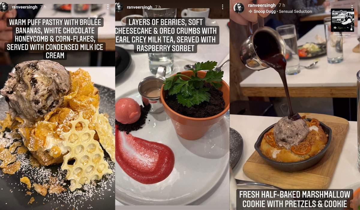 Ranveer shared a glimpse of all the food he had in New York.&nbsp;