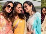 Mira Rajput poses with her sisters and her mother.