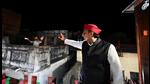 Samajwadi Party chief Akhilesh Yadav at a road show in Gorakhpur. (ANI PHOTO)