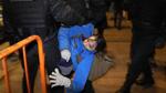 Police detain a demonstrator during an action against Russia's attack on Ukraine in St. Petersburg, Russia, February. 26, 2022. (AP) Police detain a demonstrator during an action against Russia's attack on Ukraine in St. Petersburg, Russia, February. 26, 2022. (AP)