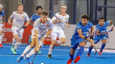 India and Spain men's hockey players in action during a match of FIH Pro League at Kalinga Stadium, in Bhubaneswar. (ANI) India and Spain men's hockey players in action during a match of FIH Pro League at Kalinga Stadium, in Bhubaneswar. (ANI)