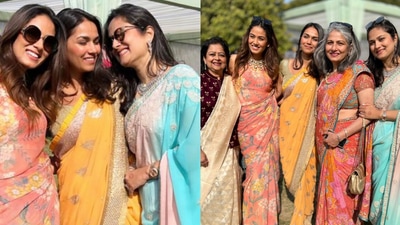 Mira Rajput poses with her sisters and her mother.