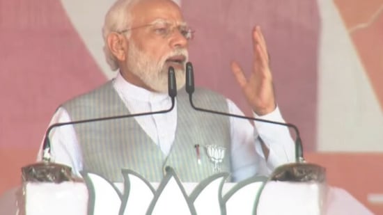 PM Modi addressing an event in Uttar Pradesh (Twitter/ BJP).&nbsp;