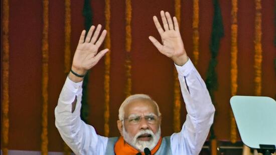 Prime Minister Narendra Modi claimed that the Bharatiya Janata Party (BJP) pursued “rashtrabhakti (patriotism)” while the opposition focused on “parivarbhakti (dynastic interests). (PTI)