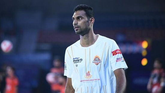 Angamuthu during the PVL. (Instagram/Ahmedabad Defenders)