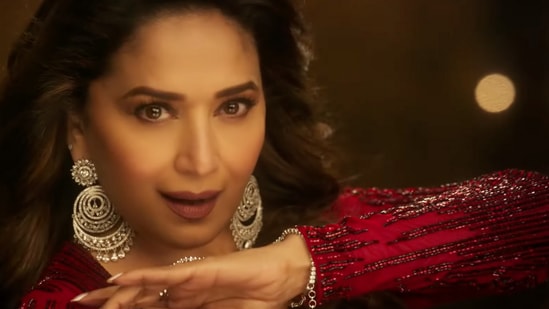 Madhuri Dixit in a still from The Fame Game song Dupatta Mera.