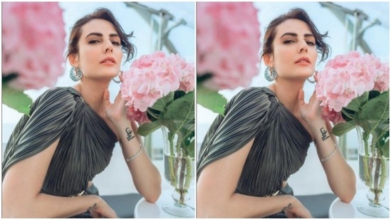Mandana played muse to the fashion designer house Lola by Suman B and picked a grey attire perfect for fancy brunches.(Instagram/@mandanakarimi)