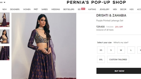 The Purple Printed Lehenga(perniaspopupshop.com)