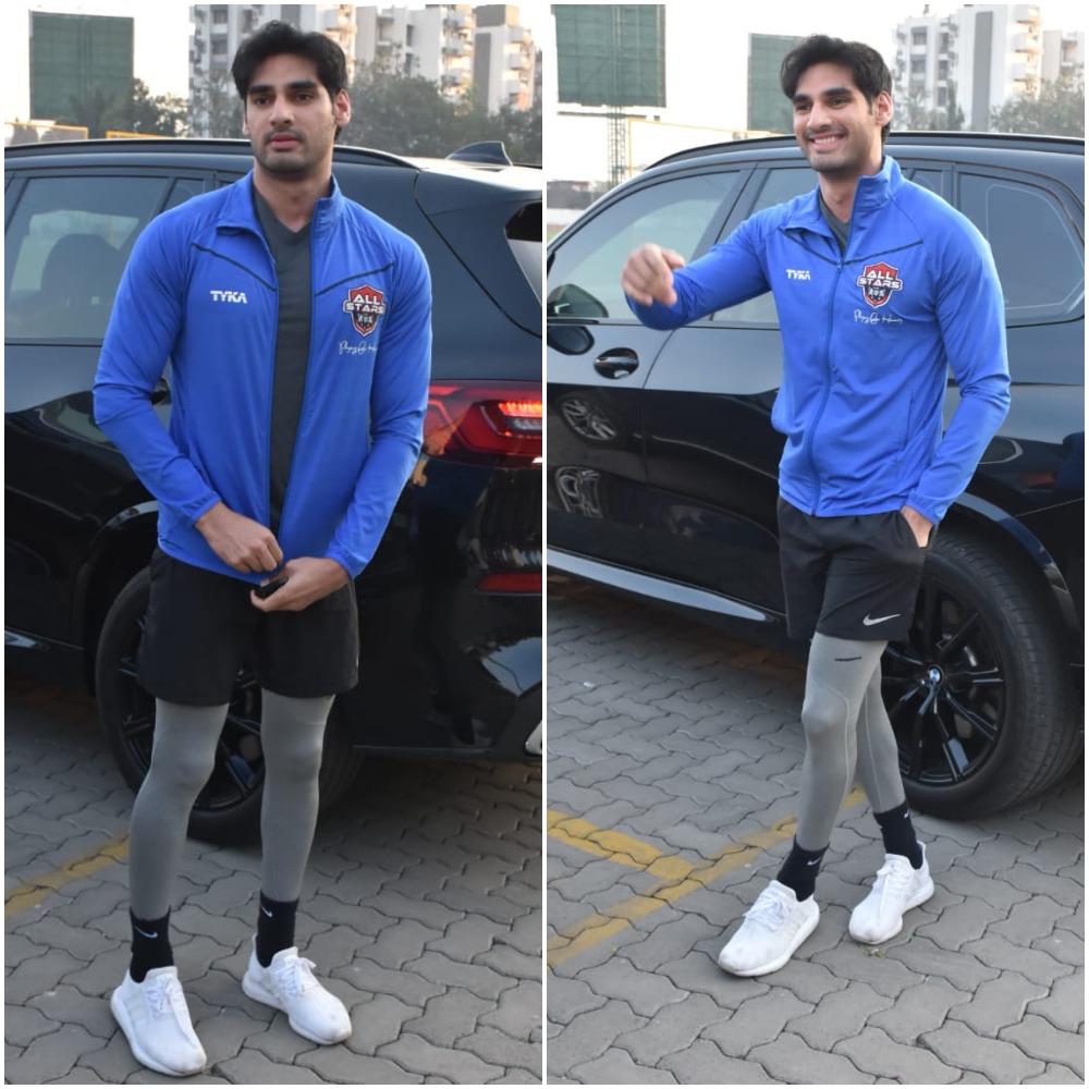 Ahan Shetty at the venue of the football match.