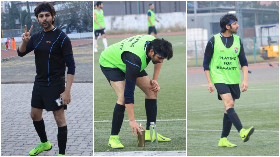 Kartik Aaryan played a football match.