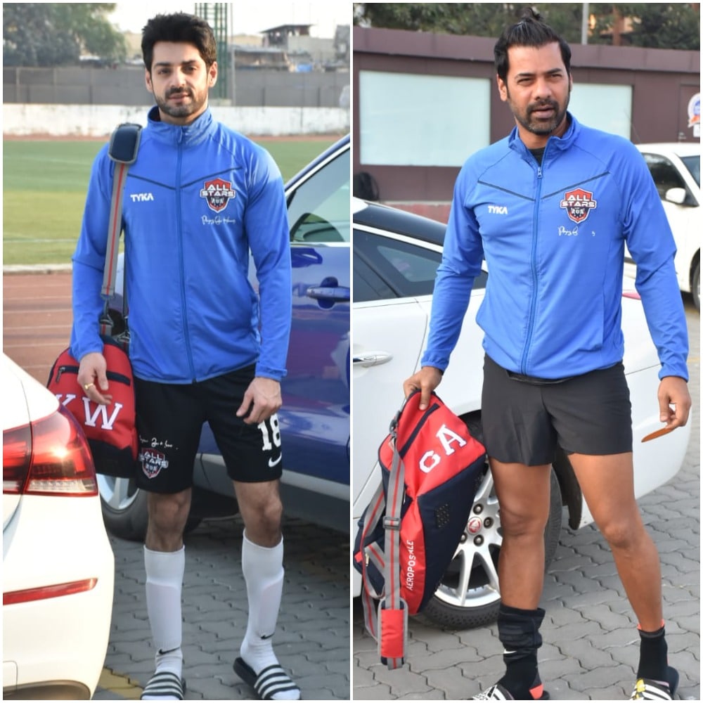 Karan Wahi and Shabir Ahluwalia at the venue of the football match.