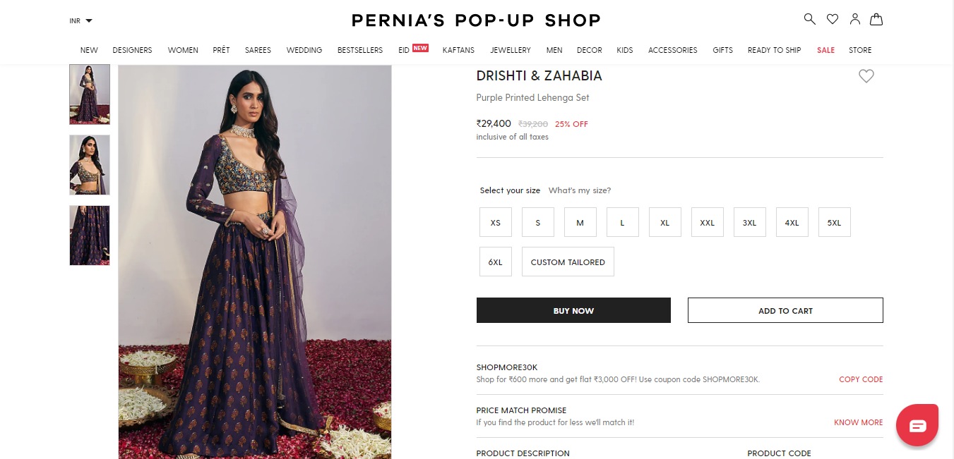 The Purple Printed Lehenga (perniaspopupshop.com)