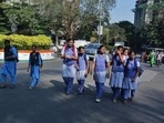 Schools and colleges in Karnataka’s Shivamogga district reopened on Monday.
