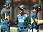 Ashton Agar (L) with Justin Langer &nbsp;(C). &nbsp;
