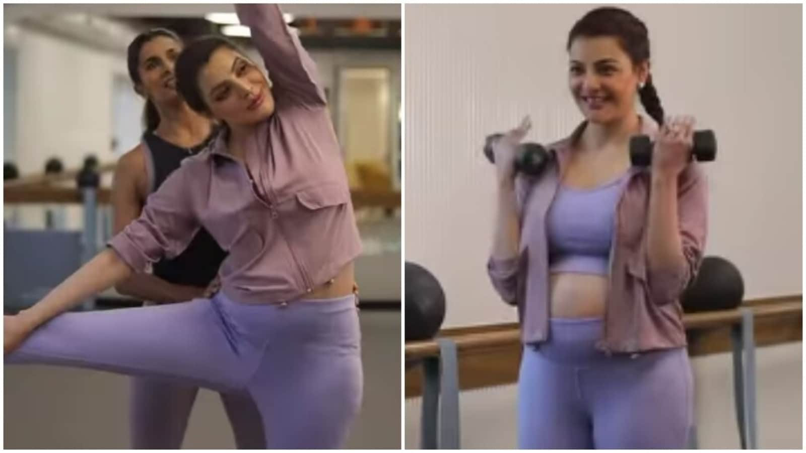 Kajal Saxe Video - Mom-to-be Kajal Aggarwal does Pilates and barre exercise in new workout  video | Health - Hindustan Times