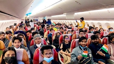 Fifth Operation Ganga flight with 249 Indian evacuees from Ukraine reaches Delhi from Bucharest. (ANI)