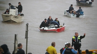 Flooding in the town of Lismore after heavy rains in northeastern New South Wales, Australia. (REUTERS)