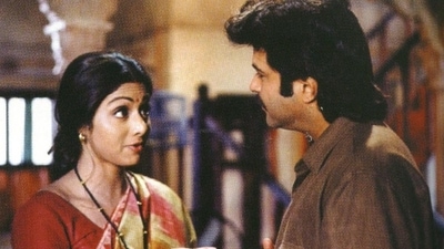 Anil Kapoor and Sridevi in Judaai. Anil Kapoor and Sridevi in Judaai.