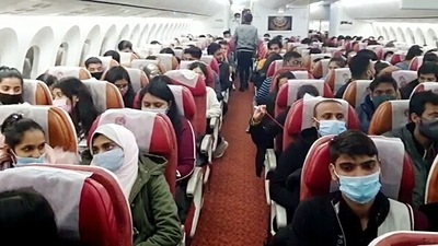 Indian nationals on board Operation Ganga flight to India (ANI) Indian nationals on board Operation Ganga flight to India (ANI)