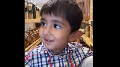 Screengrab from the Instagram video that shows a little boy correctly identifying spices and pulses at a grocery store. (instagram/@sonikabhasin) Screengrab from the Instagram video that shows a little boy correctly identifying spices and pulses at a grocery store. (instagram/@sonikabhasin)