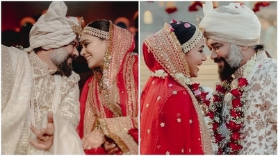 Luv Ranjan and Alisha Vaid on their wedding day. Luv Ranjan and Alisha Vaid on their wedding day.