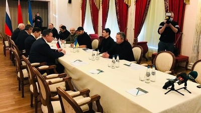 Russia-Ukraine delegation talks underway in Belarus. (Twitter/Ministry of Foreign Affairs of Belarus) Russia-Ukraine delegation talks underway in Belarus. (Twitter/Ministry of Foreign Affairs of Belarus)