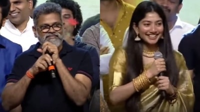 Sukumar and Sai Pallavi at the Aadavallu Meeku Joharlu pre-release event. Sukumar and Sai Pallavi at the Aadavallu Meeku Joharlu pre-release event.