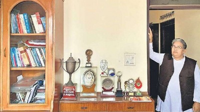 Mr Aaquil, 51, is also a poet, who invested his pandemic-ridden lockdowns reading the entire Bhagwad Geeta (in Urdu translation). (Mayank Austen Soofi)