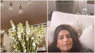 Sonam Kapoor shared a video of herself relaxing in her Notting Hill home on Instagram Stories.