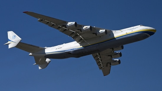 File photo of an Antonov-225 Mriya cargo plane carrying medical cargo from China preparing to land at an airfield in Gostomel outside Kiev.(AFP)