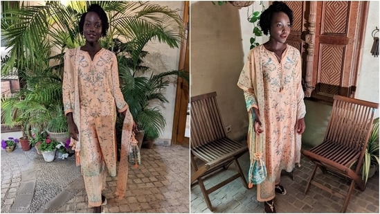 Lupita Nyong'o stuns in a peach salwar kameez.&nbsp;(Instagram/@lupitanyongo)