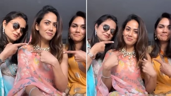 Mira Rajput (centre) with her sisters. 