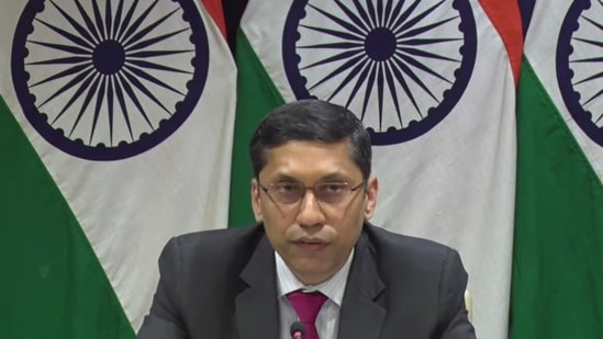 MEA spokesperson Arindam Bagchi briefs the media about Operation Ganga on Monday, February 28, 2022. (Screengrab/MEA YouTube)