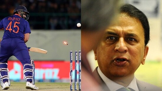 Rohit Sharma reacts after getting dismissed in Sri Lanka series (left); Former India captain Sunil Gavaskar