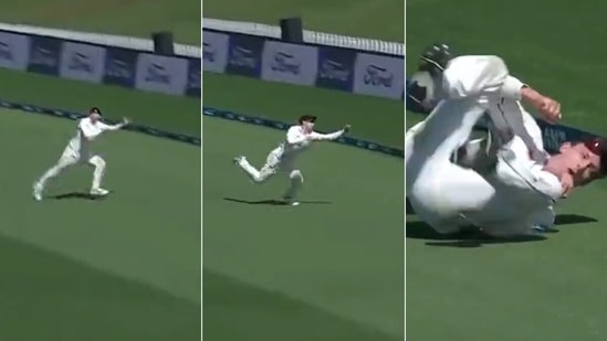 Will Young plucked a catch for the ages.&nbsp;(Screengrab)