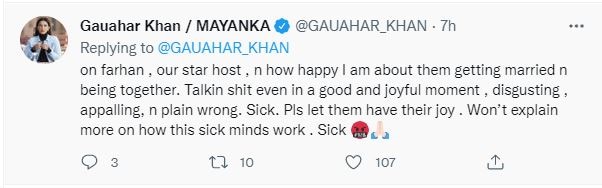 Gauahar Khan wrote on Twitter.